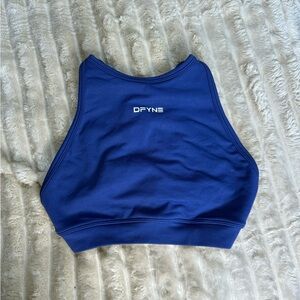 DFYNE Dynamic High Neck Backless Sports Bra, size XS, “Enchanted Blue”